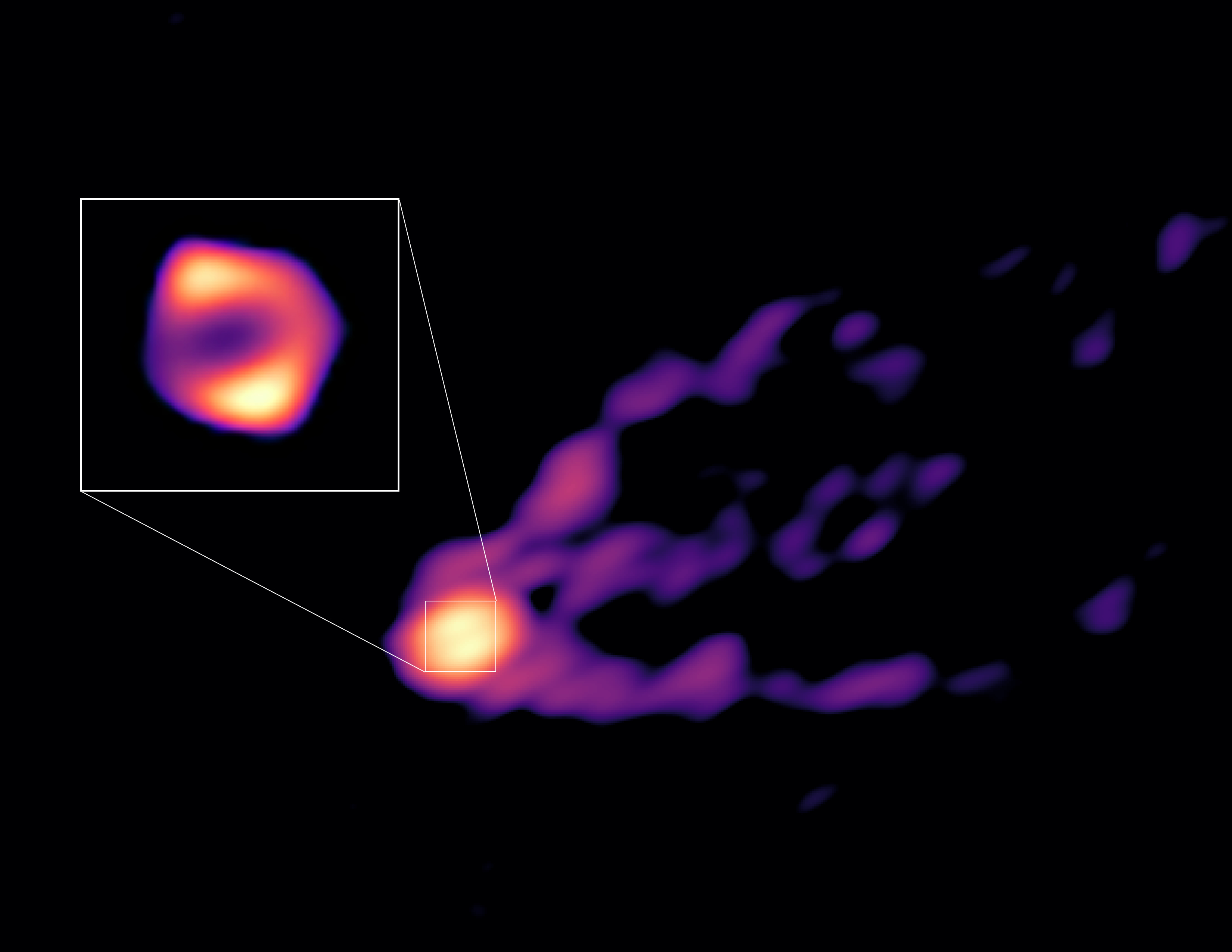 ALMA和格陵蘭望遠鏡加入聯合觀測首次取得M87噴流和黑洞吸積流的影像